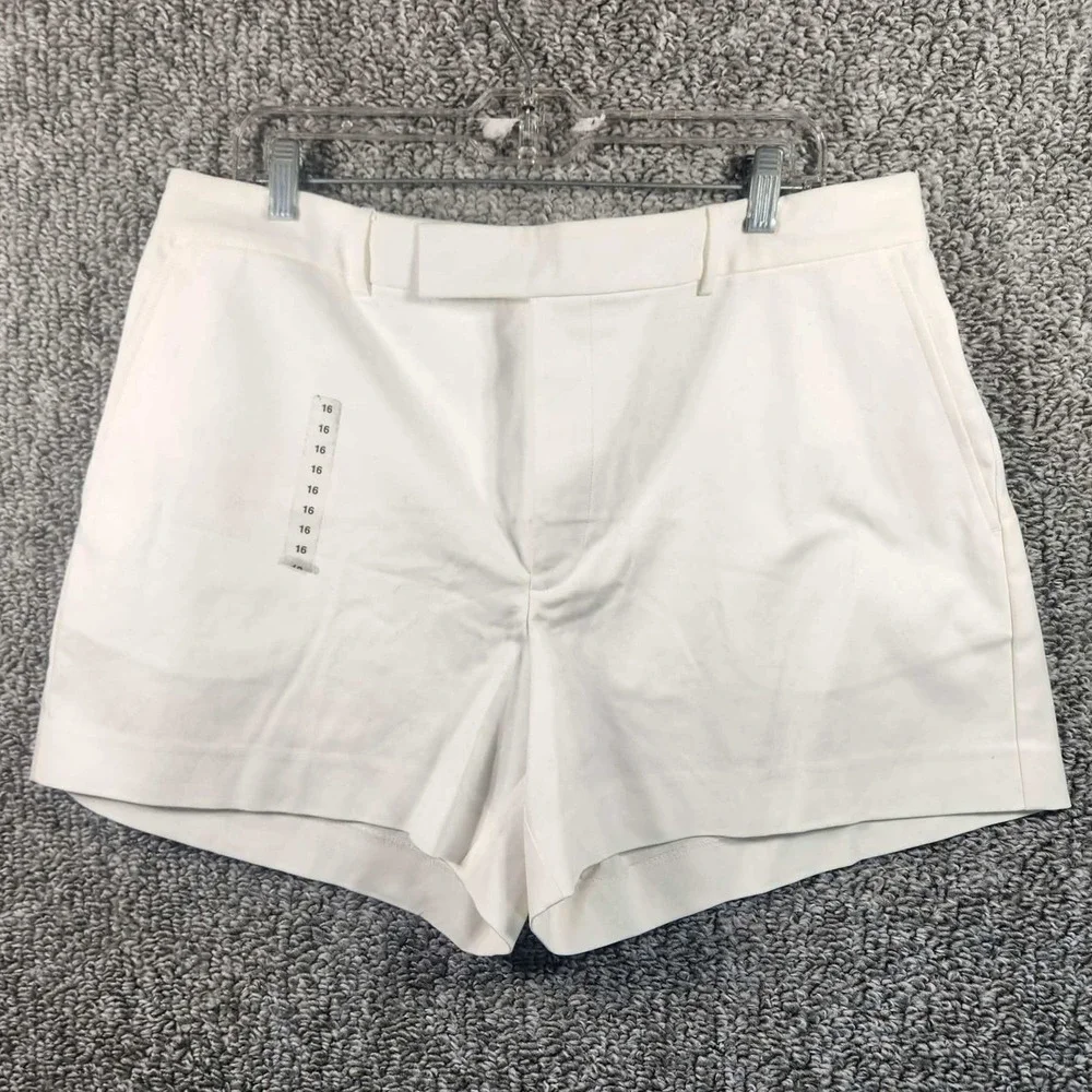 Lauren Ralph Lauren Shorts White Chino Stretch Cotton Women Size 16